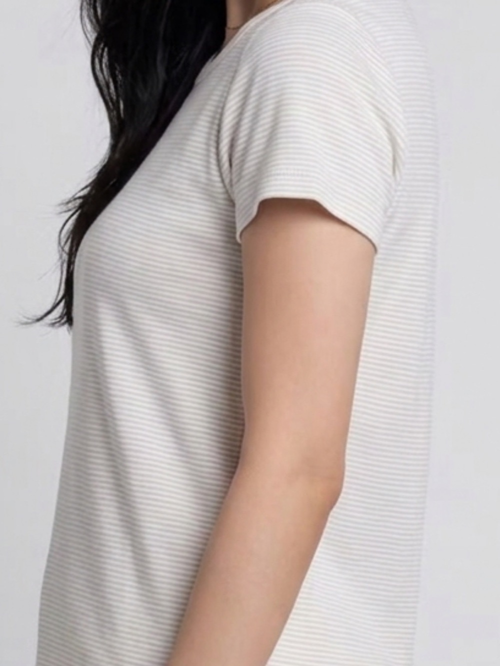 Brandy Melville Cream Ribbed Short Sleeve Tee